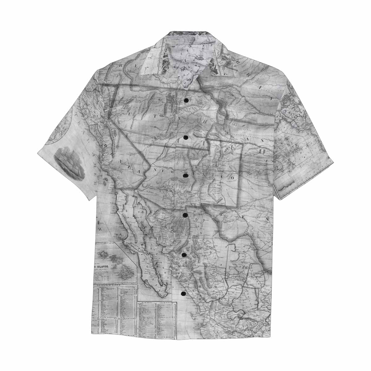 Antique Map design Hawaiian mens shirt, Design 26