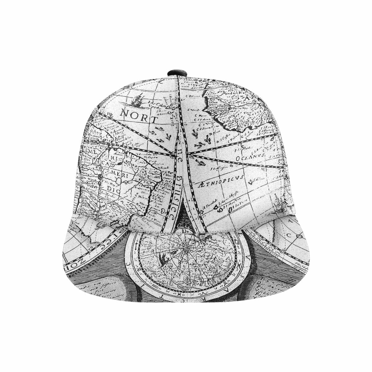 Antique Map design mens or womens deep snapback cap, trucker hat, Design 29