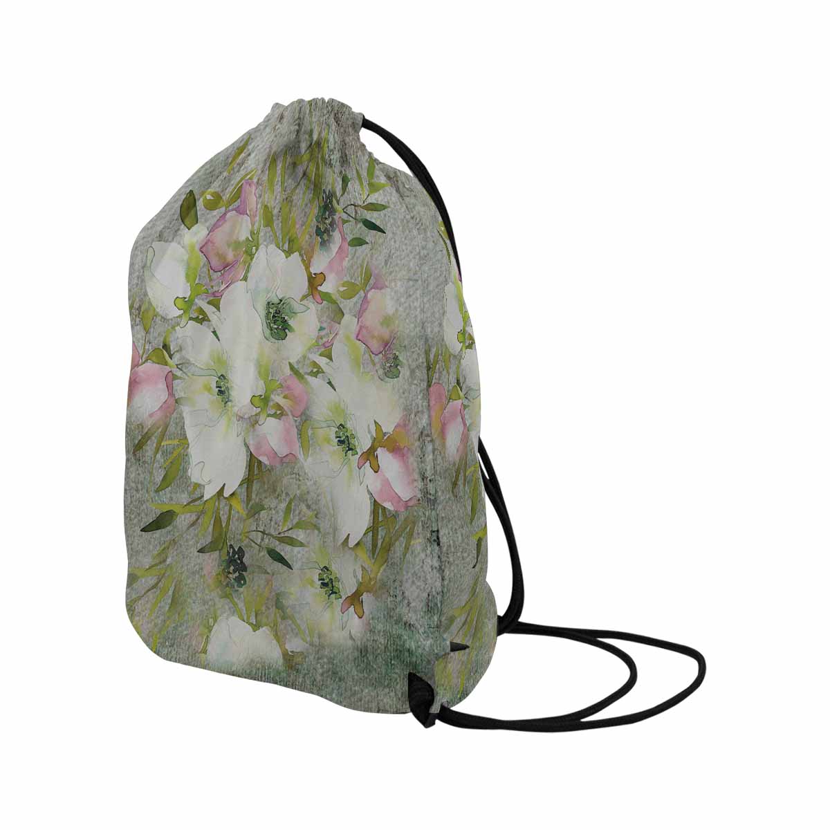 Vintage Floral print, DRAWSTRING BAG, LARGE, Design 03