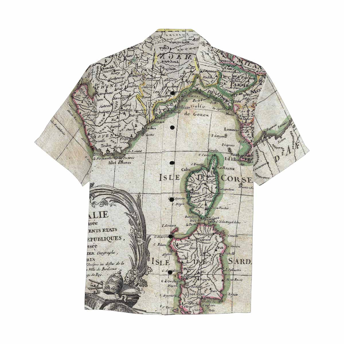 Antique Map design Hawaiian mens shirt, Design 6