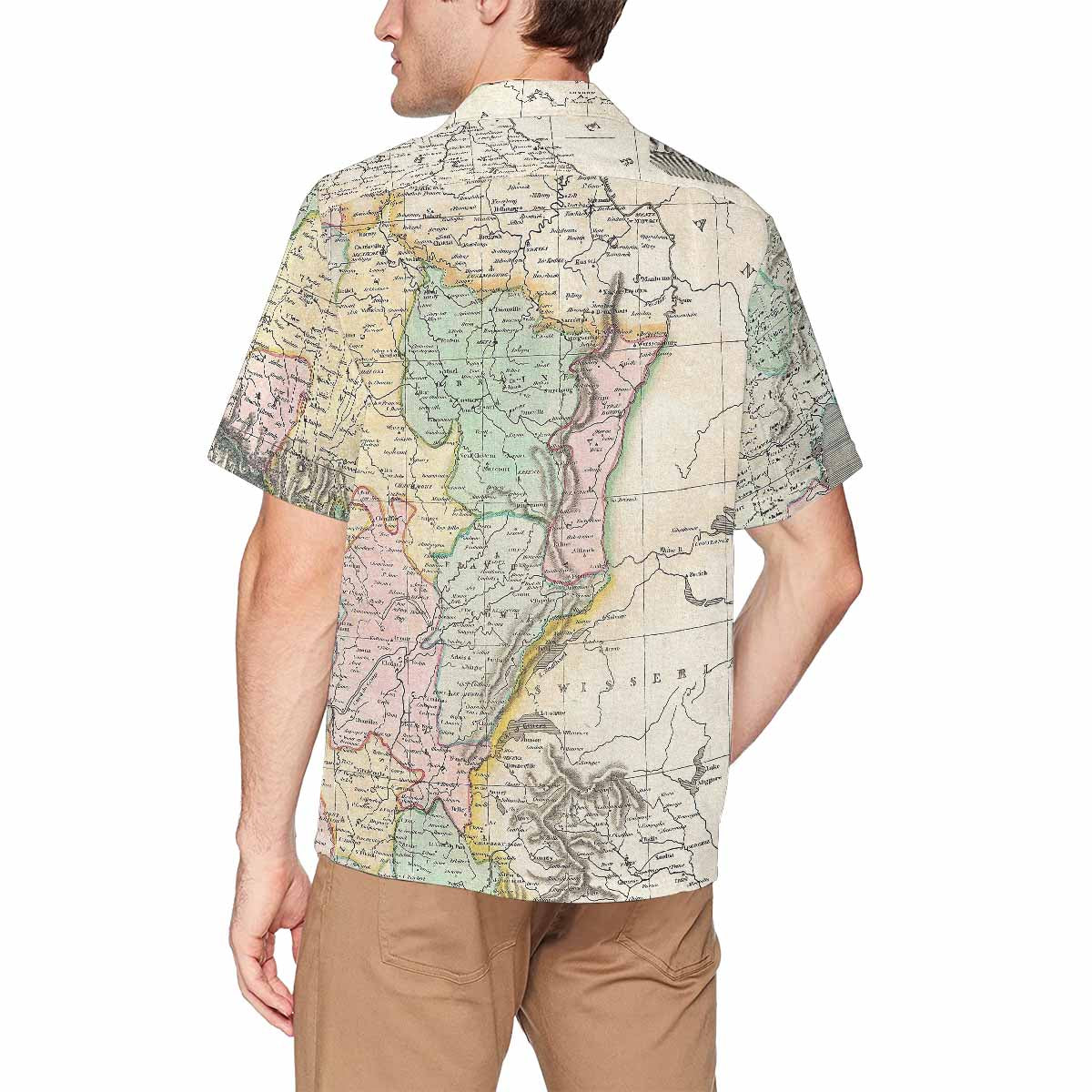 Antique Map design Hawaiian mens shirt, Design 39