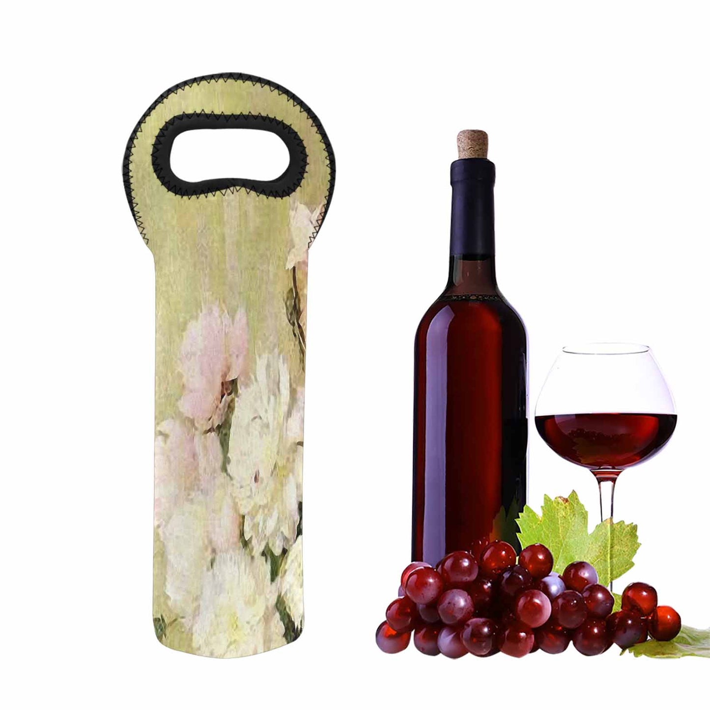 Vintage floral 1 bottle wine bag, Design 35