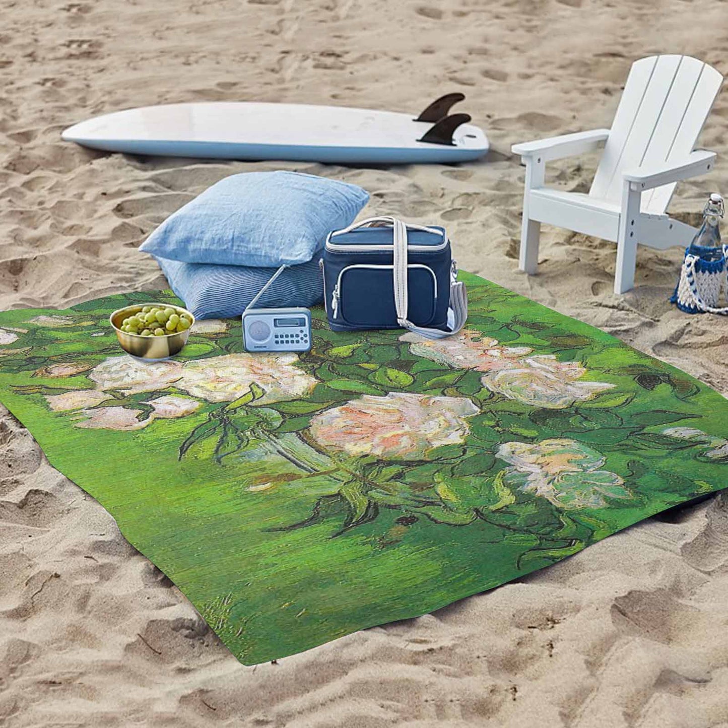 Vintage Floral waterproof picnic mat, 61 x 55in, Design 06