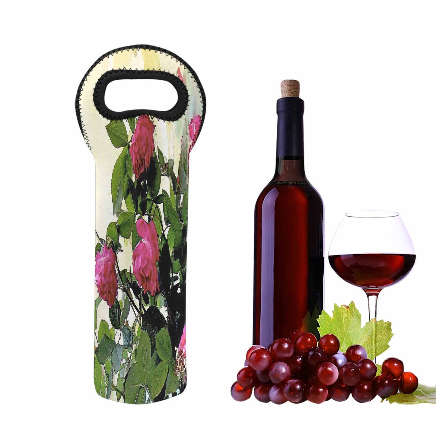 Vintage floral 1 bottle wine bag, Design 22