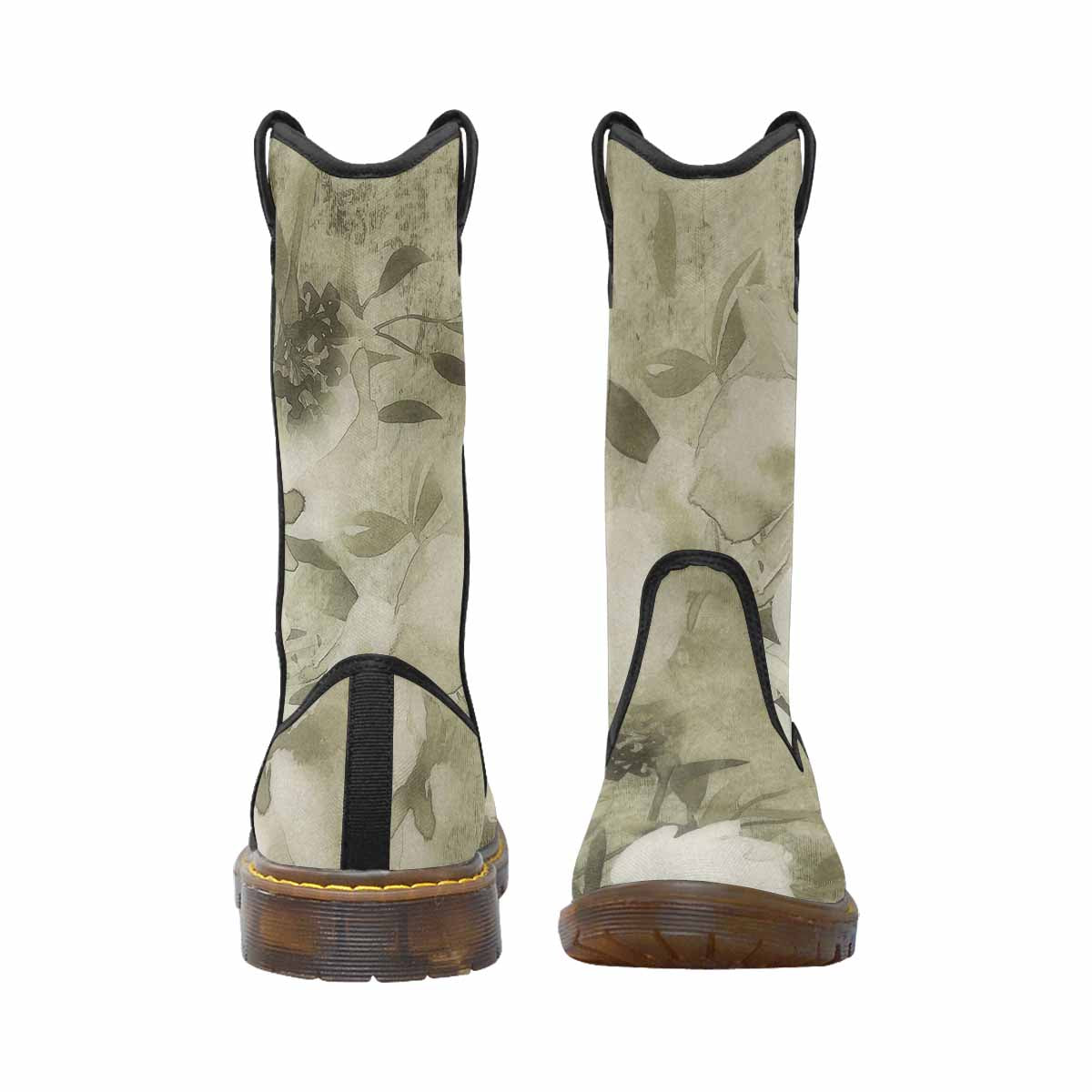 Vintage floral print, western lumber boots Design 03x