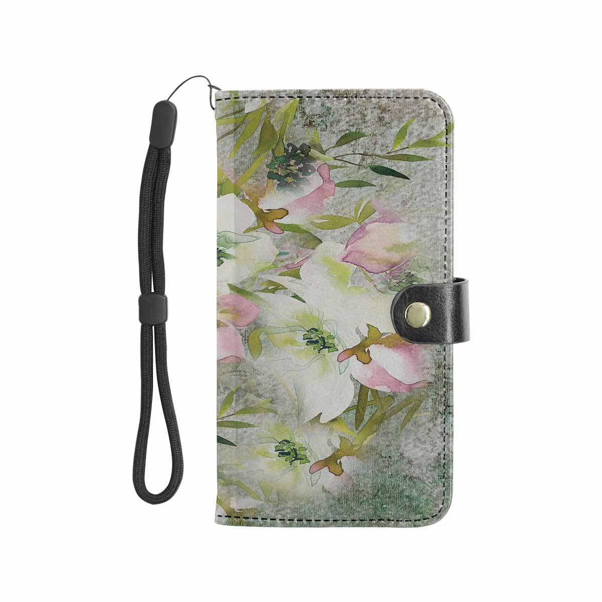 Vintage floral PU leather mobile phone purse, cell phone flip cover, Design 03