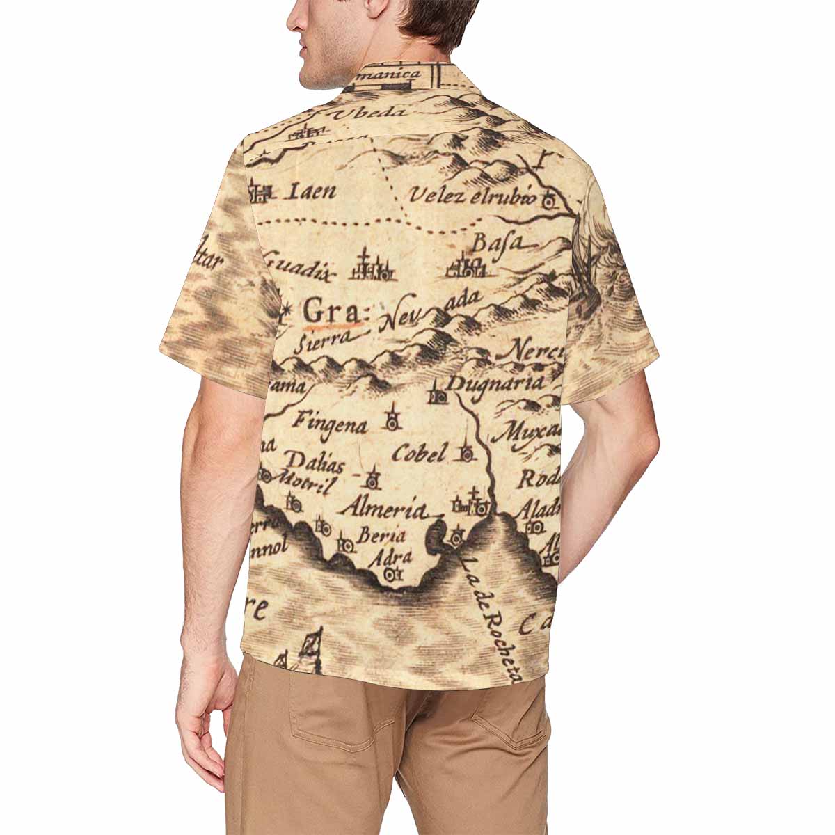 Antique Map design Hawaiian mens shirt, Design 25