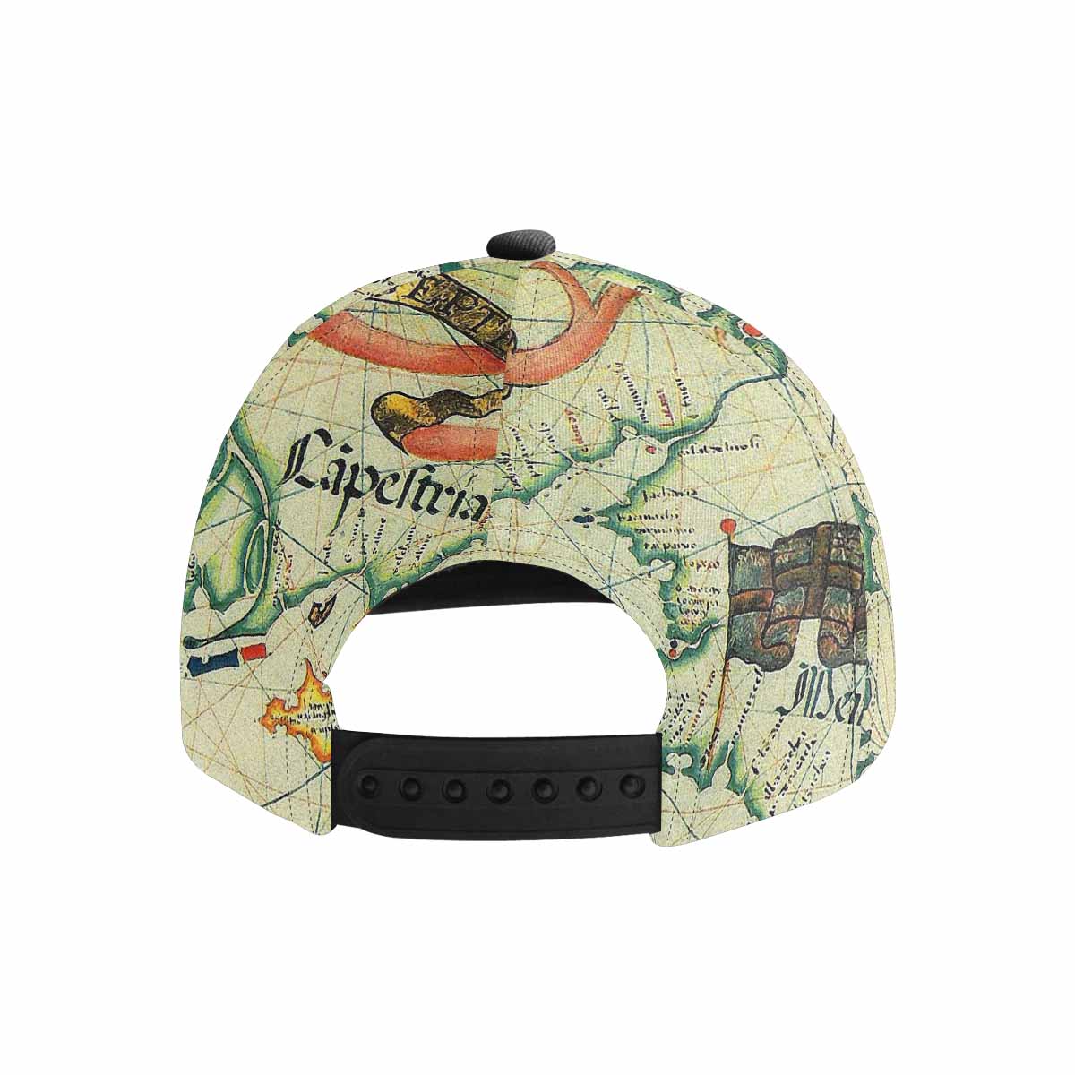 Antique Map design mens or womens deep snapback cap, trucker hat, Design 33