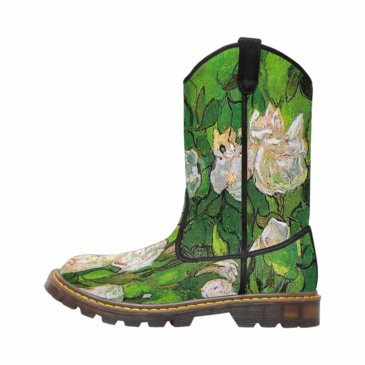 Vintage floral print, western lumber boots Design 06