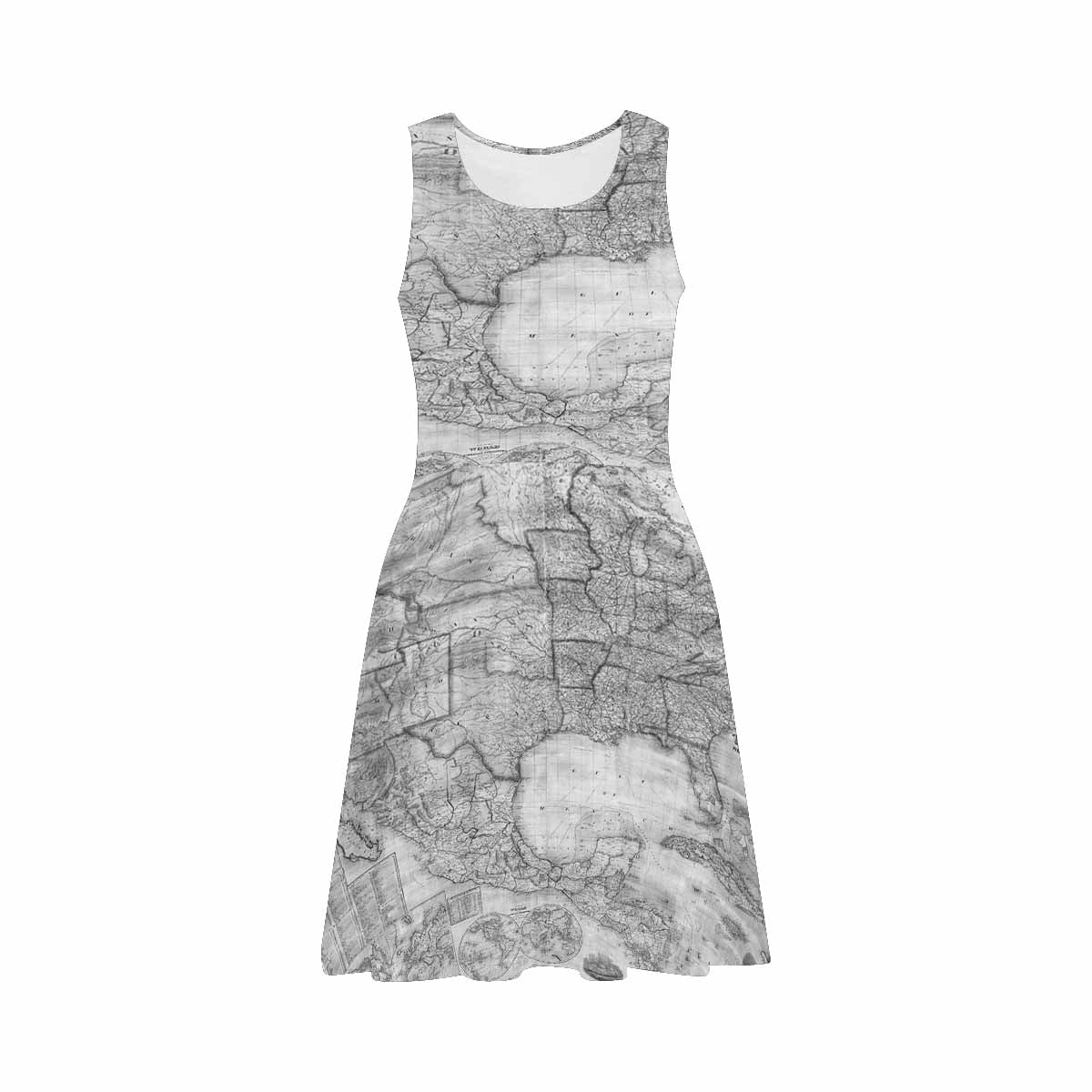 Antique Map casual summer dress, MODEL 09534, design 19