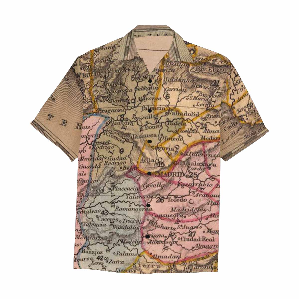 Antique Map design Hawaiian mens shirt, Design 16