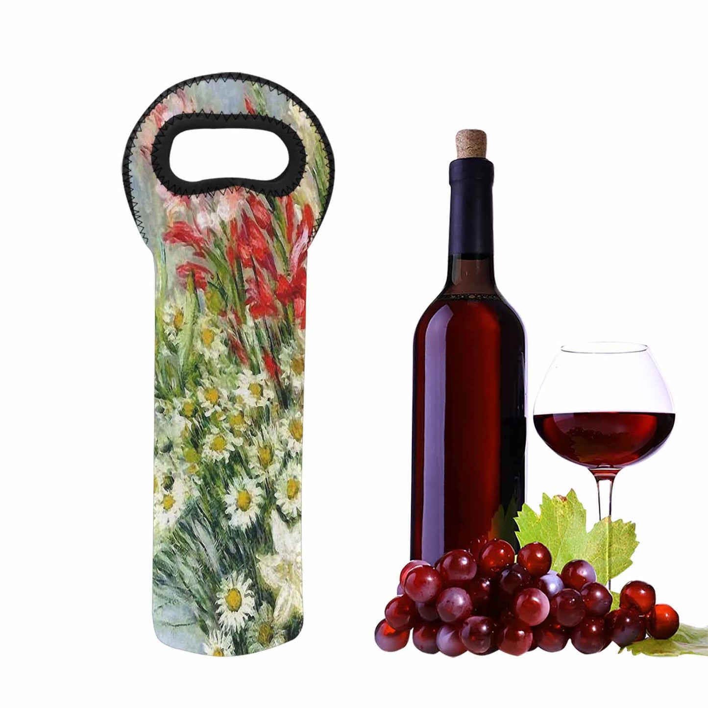 Vintage floral 1 bottle wine bag, Design 43