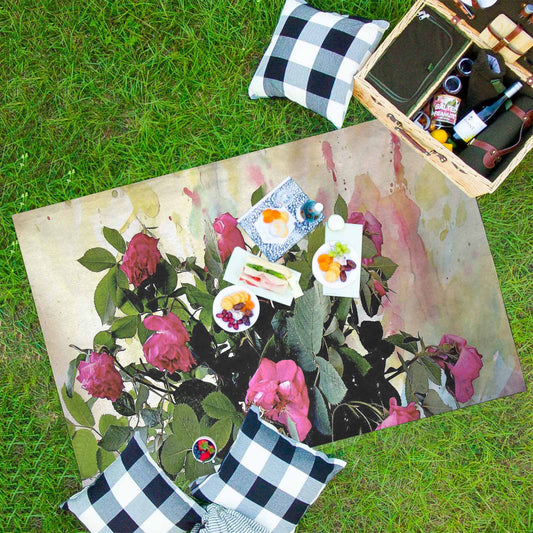 Vintage Floral waterproof picnic mat, 81 x 55in, Design 22