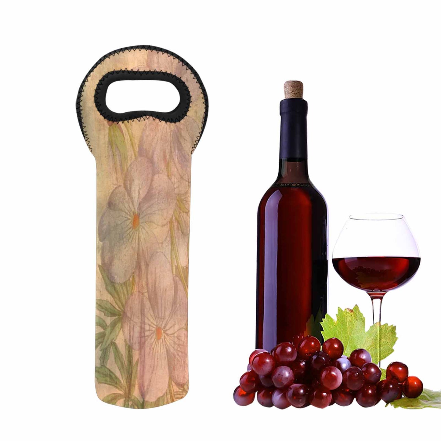 Vintage floral 1 bottle wine bag, Design 13xx