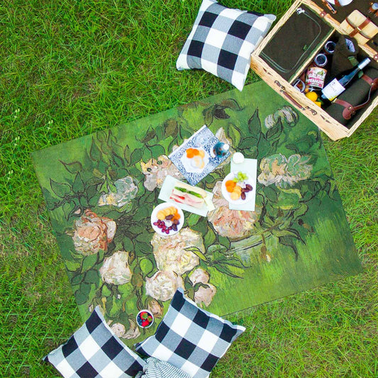 Vintage Floral waterproof picnic mat, 69 x 55in, Design 06