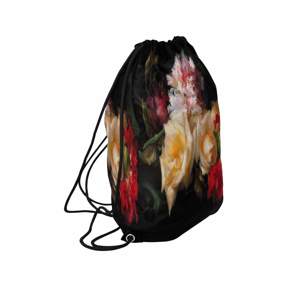 Vintage Floral print, DRAWSTRING BAG, LARGE, Design 30