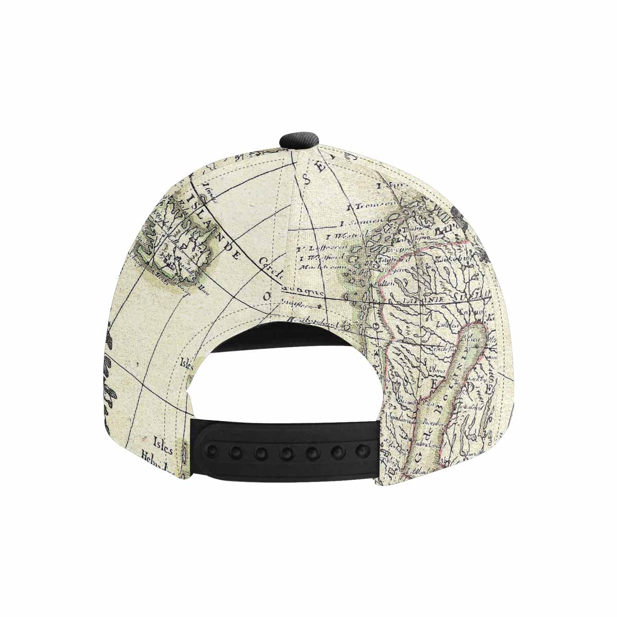 Antique Map design mens or womens deep snapback cap, trucker hat, Design 3