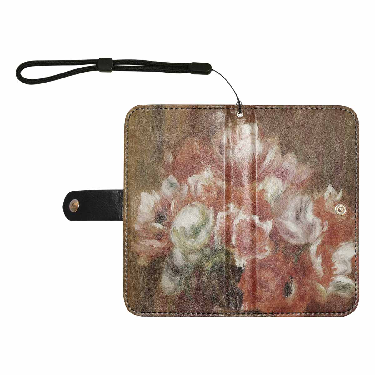 Vintage floral PU leather mobile phone purse, cell phone flip cover, Design 15