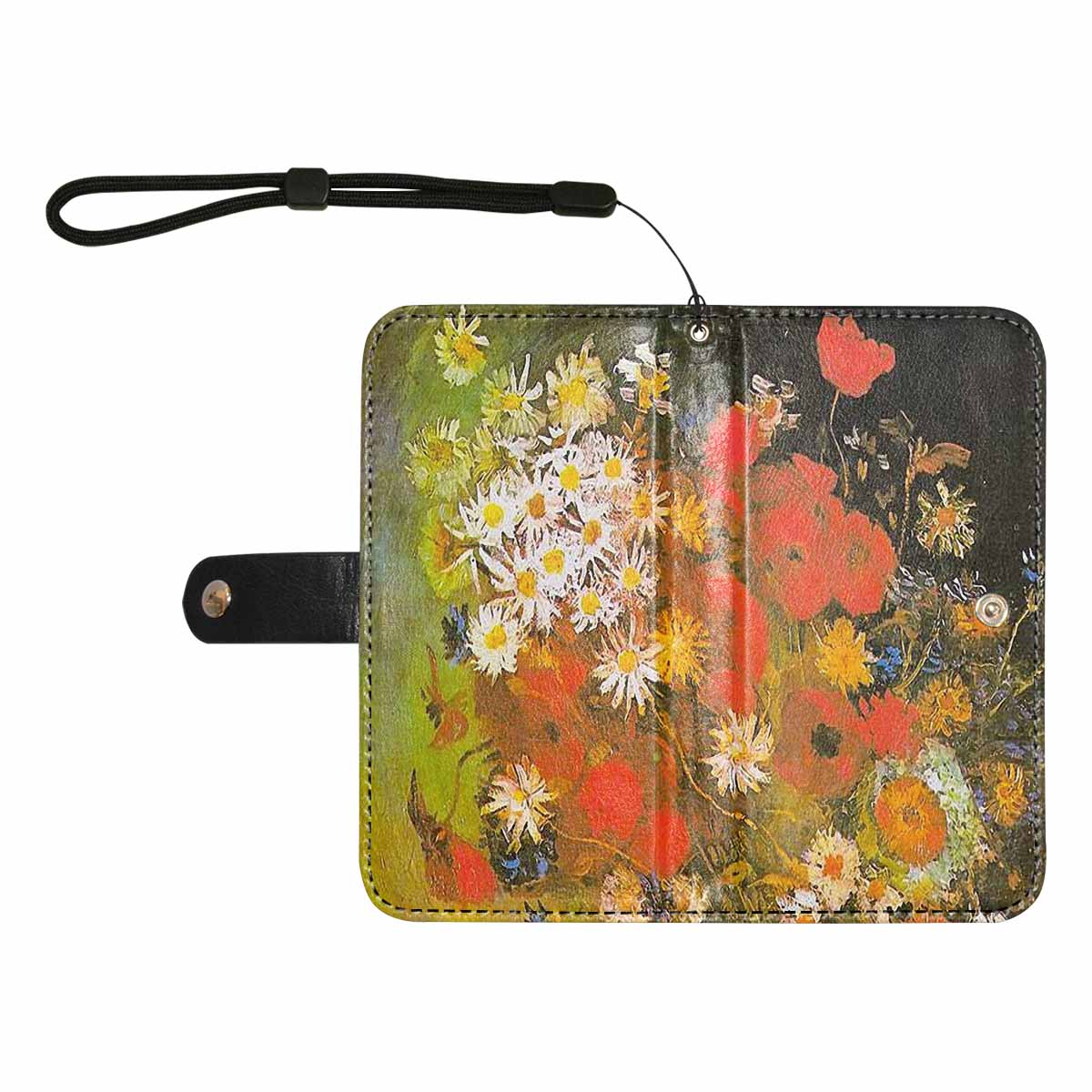 Vintage floral PU leather mobile phone purse, cell phone flip cover, Design 60