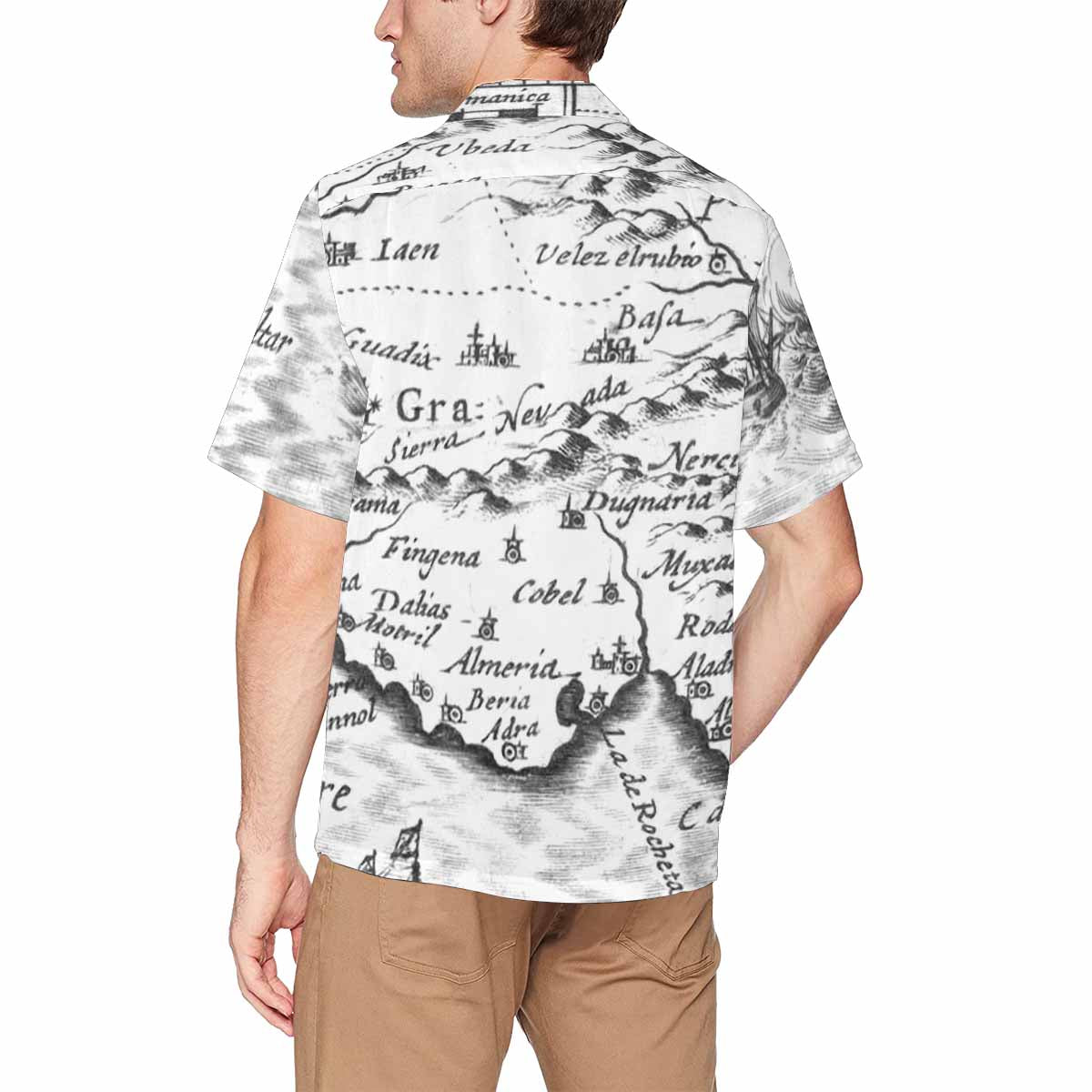 Antique Map design Hawaiian mens shirt, Design 23