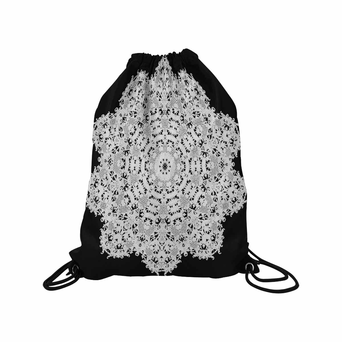 Victorian lace print, DRAWSTRING BAG, MEDIUM, design 50