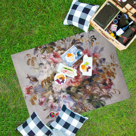 Vintage Floral waterproof picnic mat, 69 x 55in, Design 12