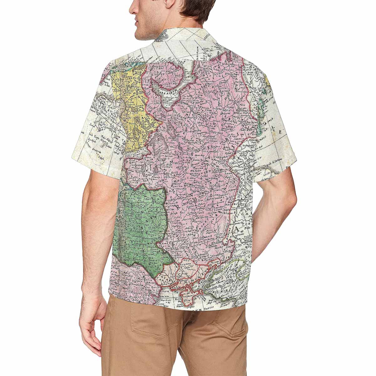 Antique Map design Hawaiian mens shirt, Design 30