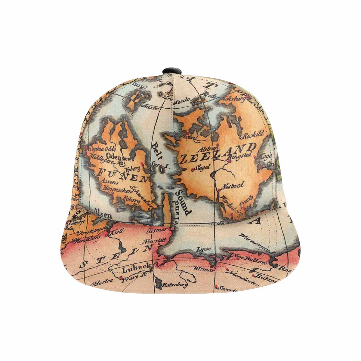 Antique Map design mens or womens deep snapback cap, trucker hat, Design 34