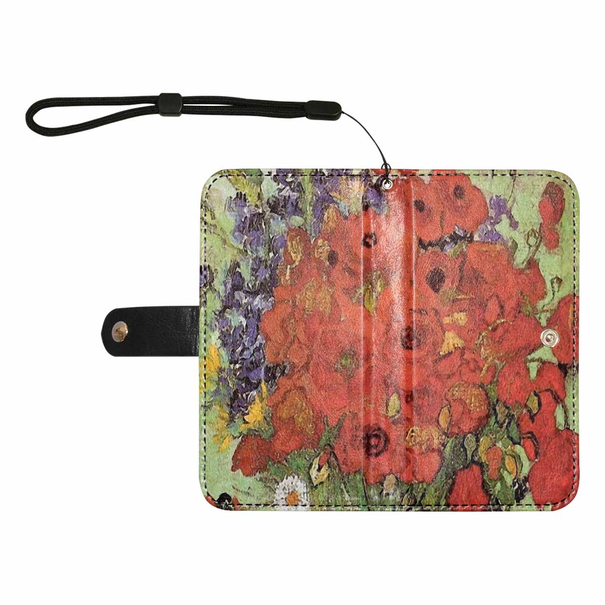 Vintage floral PU leather mobile phone purse, cell phone flip cover, Design 47