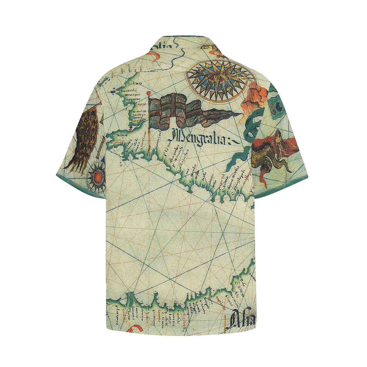 Antique Map design Hawaiian mens shirt, Design 33