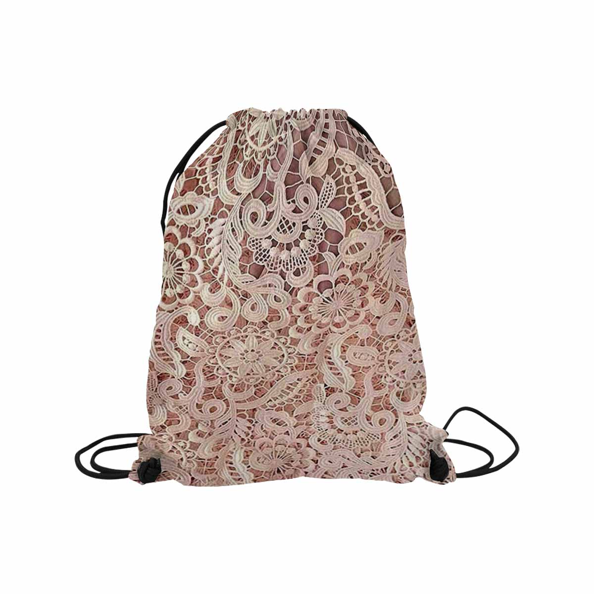 Victorian lace print, DRAWSTRING BAG, MEDIUM, design 11