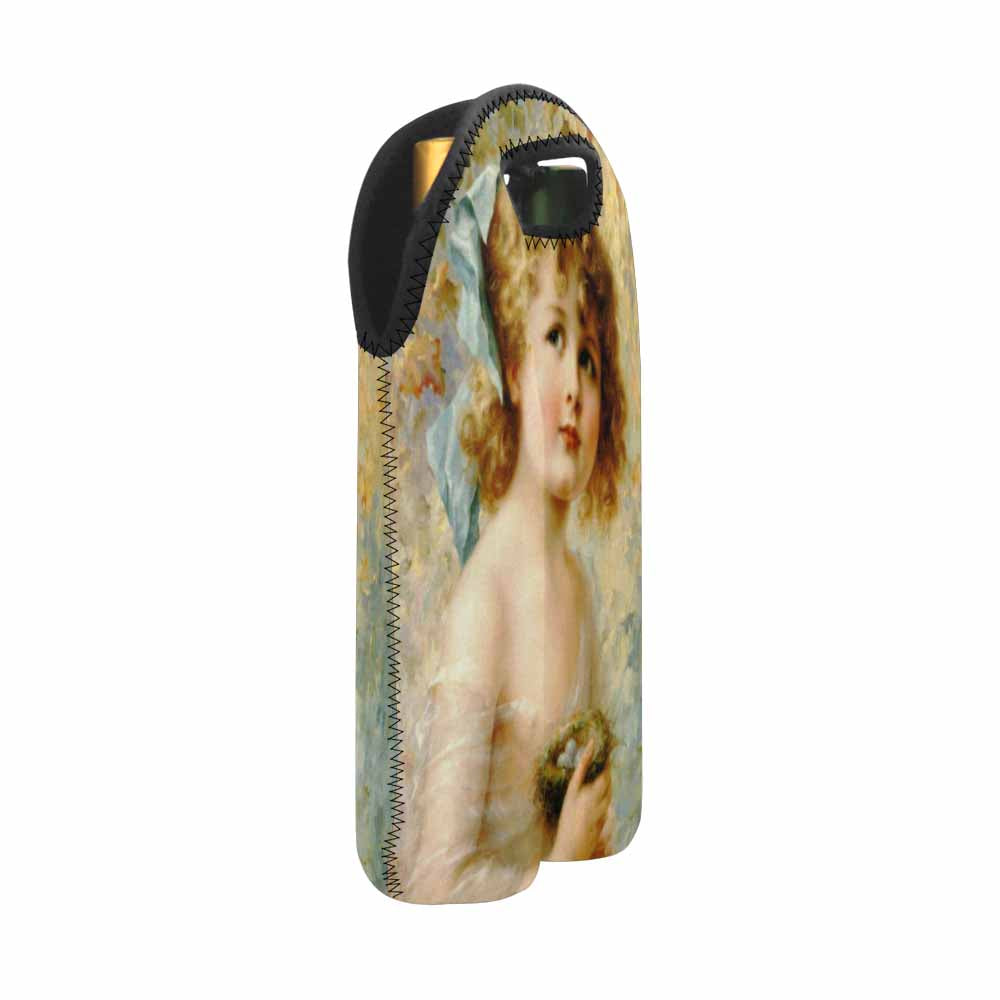 Victorian girl design 2 Bottle wine bag, Girl Holding a Nest