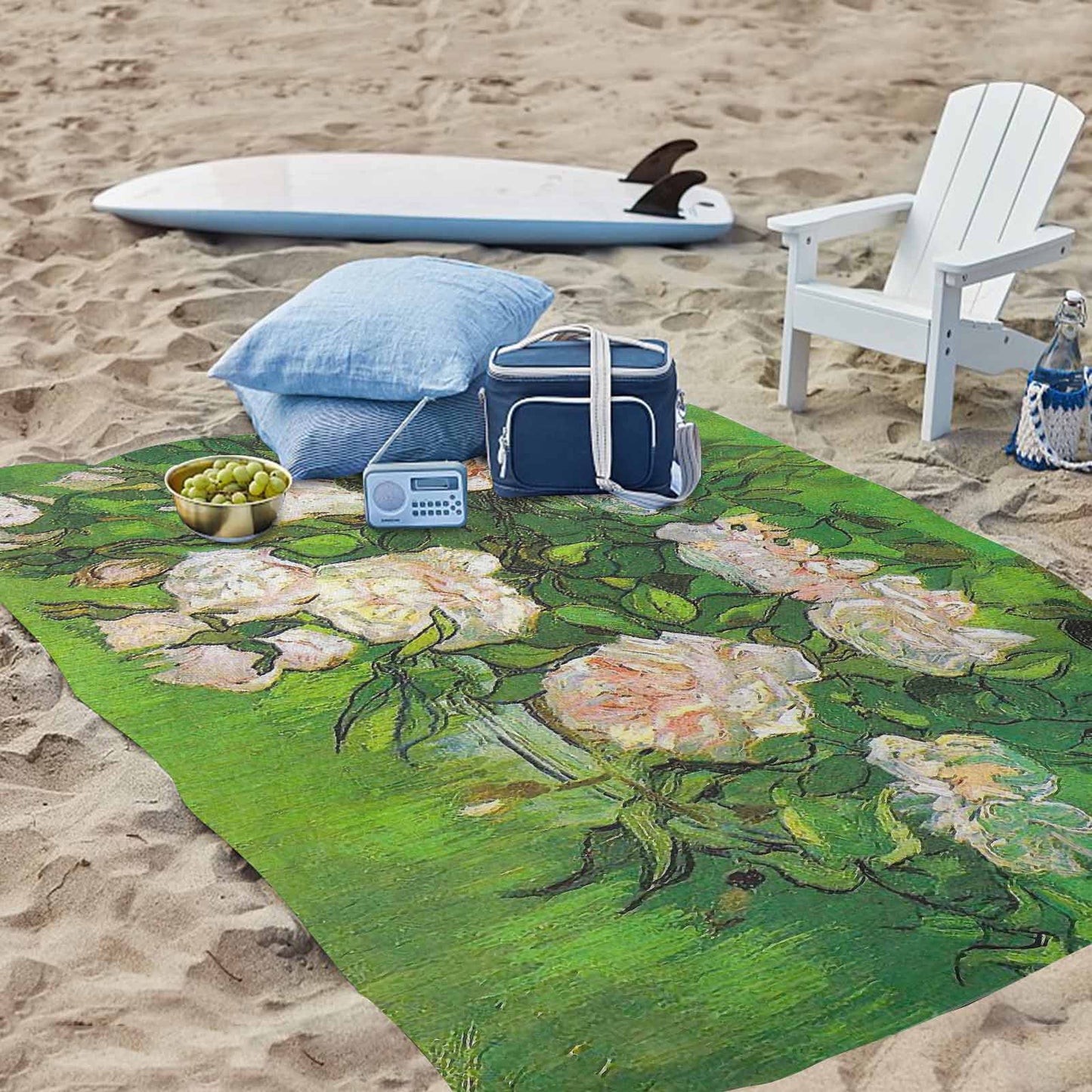 Vintage Floral waterproof picnic mat, 81 x 55in, Design 06