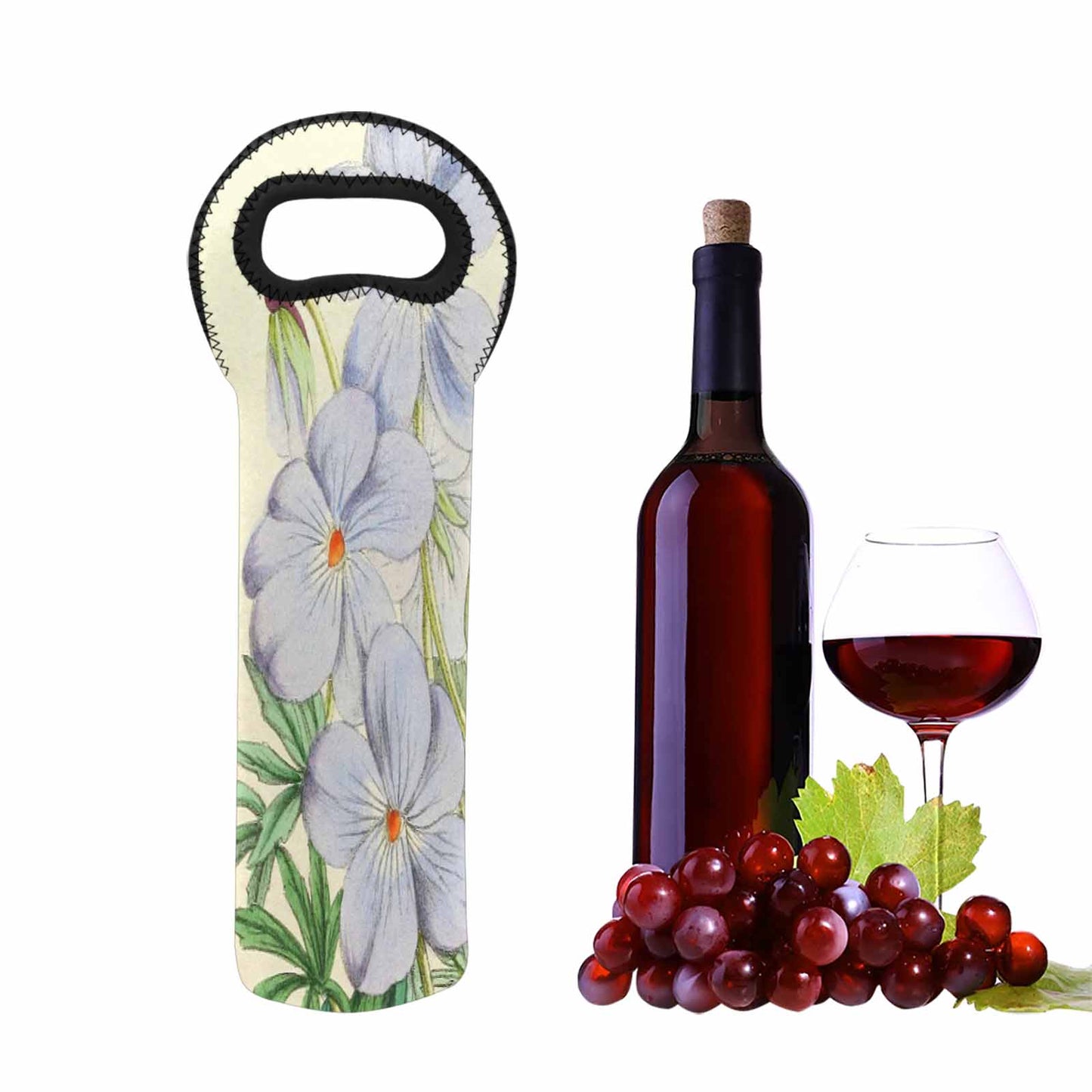 Vintage floral 1 bottle wine bag, Design 13