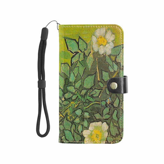 Vintage floral PU leather mobile phone purse, cell phone flip cover, Design 55