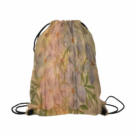 Vintage Floral print, DRAWSTRING BAG, LARGE, Design 13xx