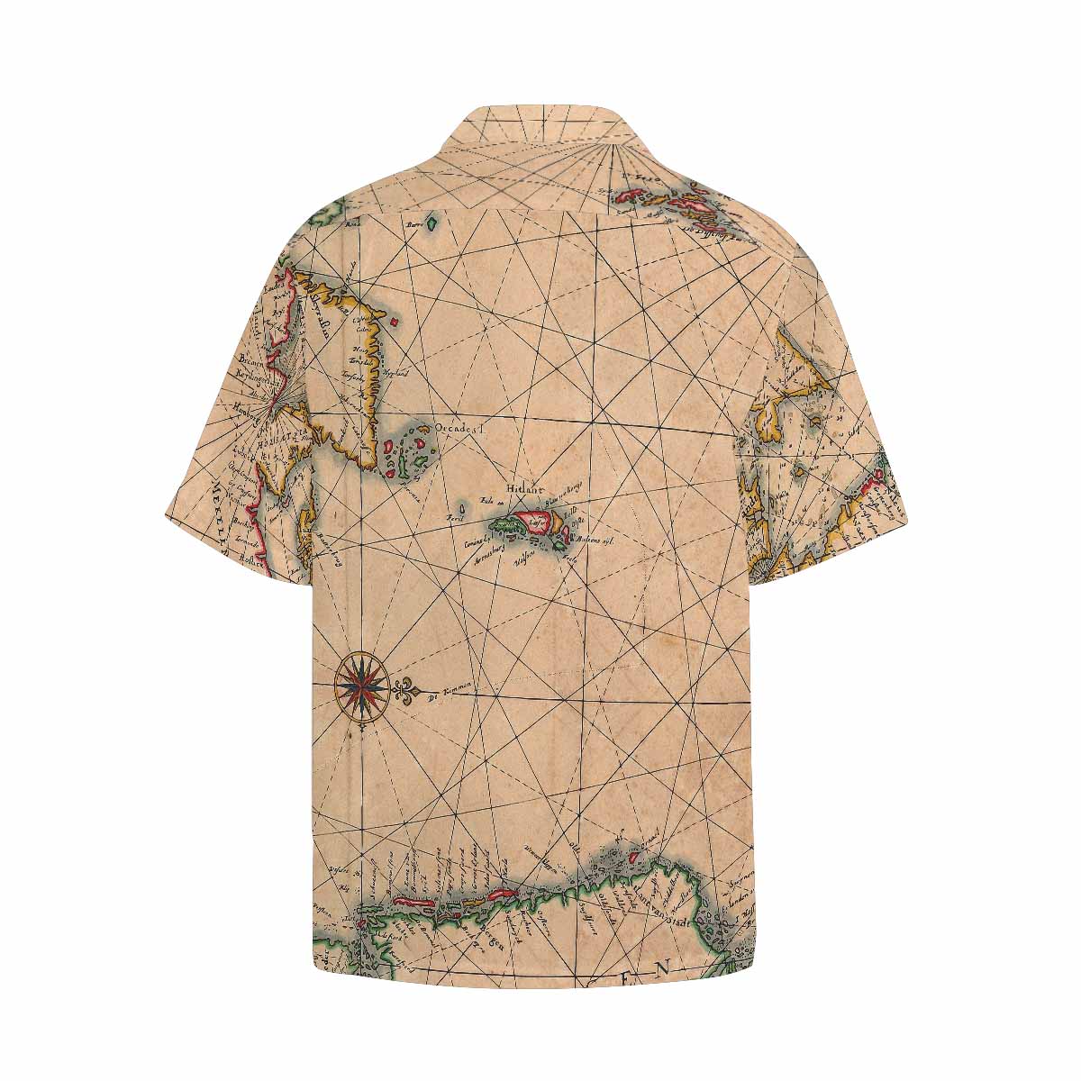 Antique Map design Hawaiian mens shirt, Design 7