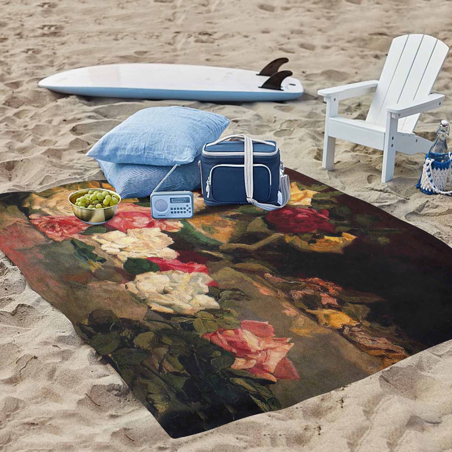 Vintage Floral waterproof picnic mat, 69 x 55in, Design 37