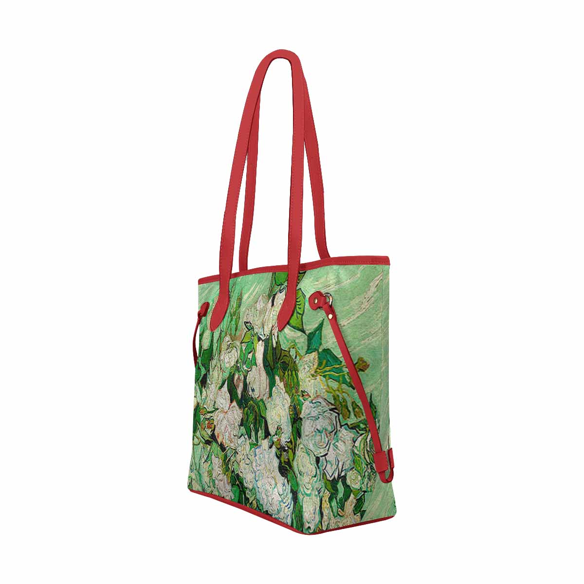 Vintage Floral Handbag, Classic Handbag, Mod 1695361 Design 45, RED TRIM