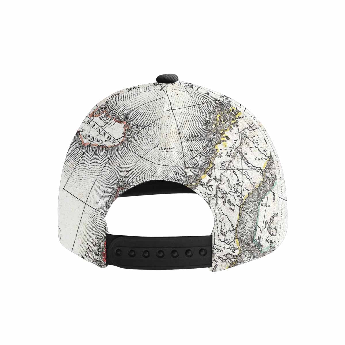 Antique Map design mens or womens deep snapback cap, trucker hat, Design 36