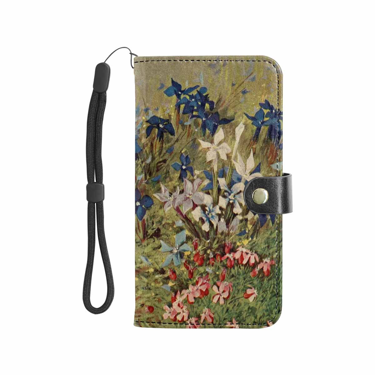 Vintage floral PU leather mobile phone purse, cell phone flip cover, Design 39