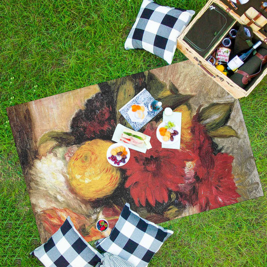 Vintage Floral waterproof picnic mat, 81 x 55in, Design 25