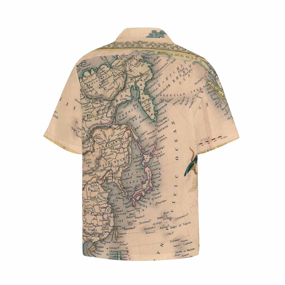 Antique Map design Hawaiian mens shirt, Design 37