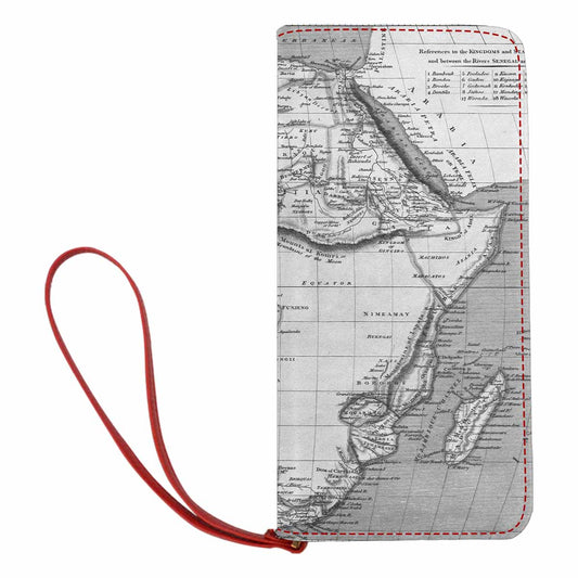 Antique Map design , womens wallet, clutch purse, Red TrimDesign 2