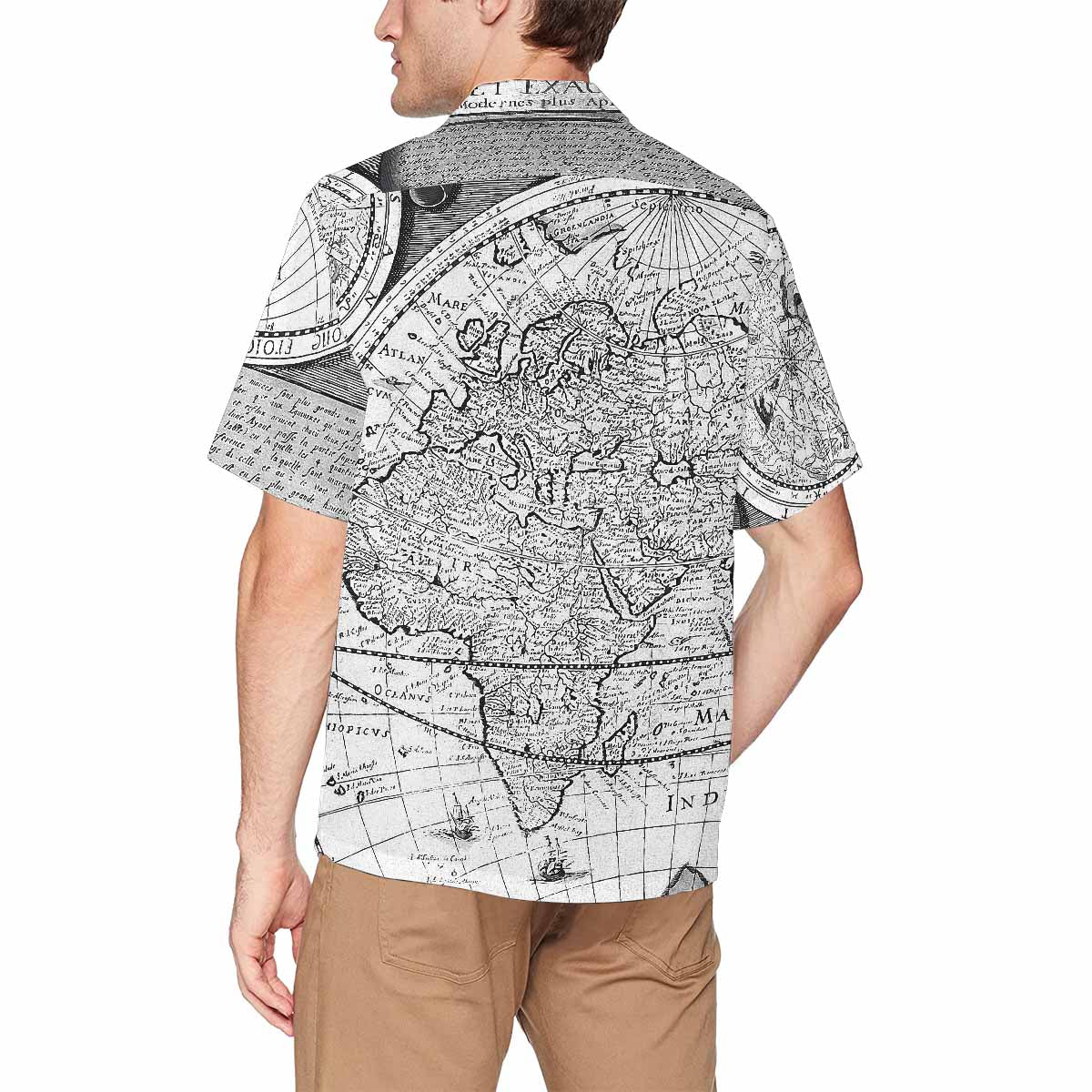 Antique Map design Hawaiian mens shirt, Design 29