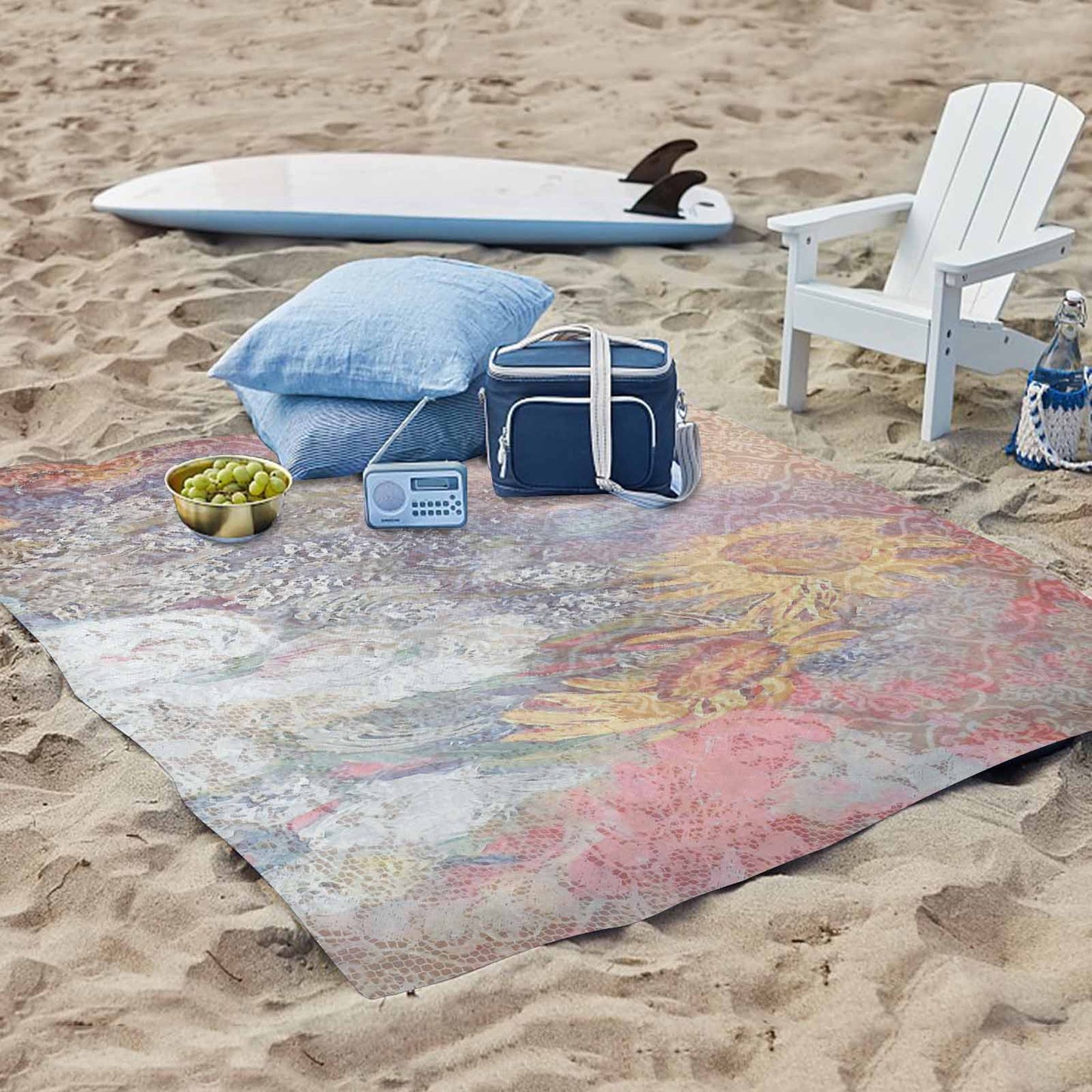 Vintage Floral waterproof picnic mat, 61 x 55in, Design 54x