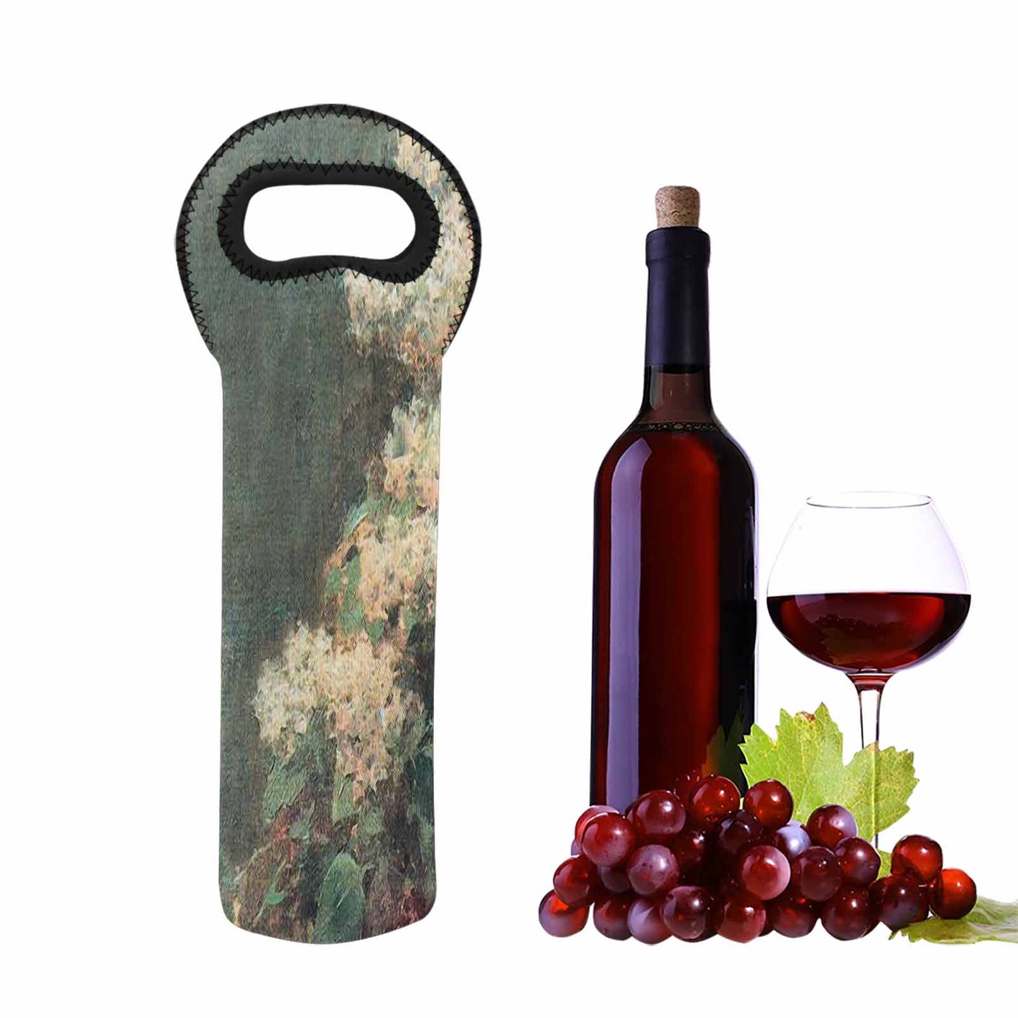 Vintage floral 1 bottle wine bag, Design 34