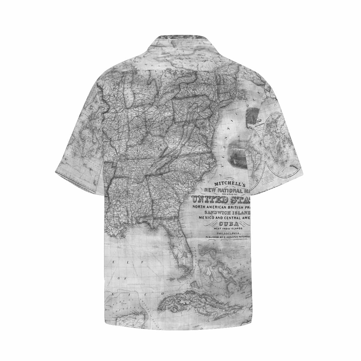 Antique Map design Hawaiian mens shirt, Design 26