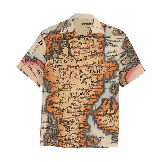 Antique Map design Hawaiian mens shirt, Design 34