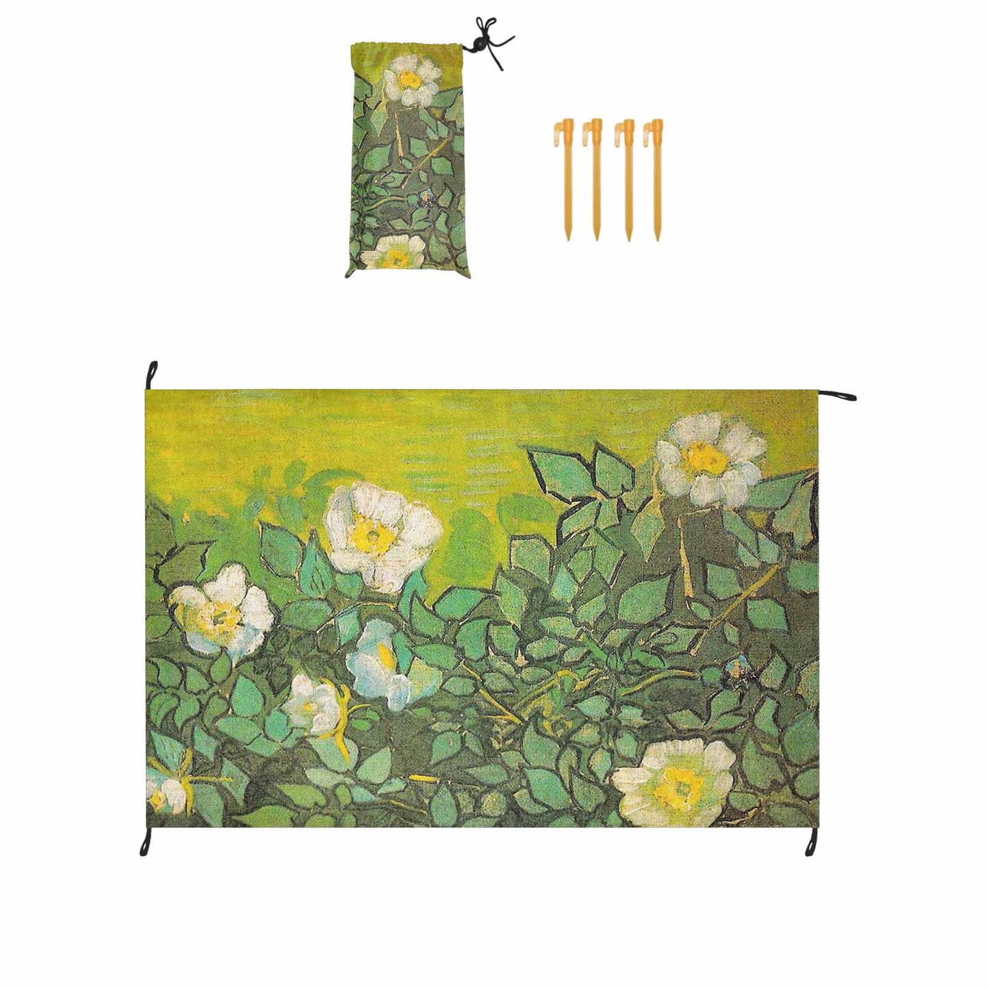 Vintage Floral waterproof picnic mat, 81 x 55in, Design 01